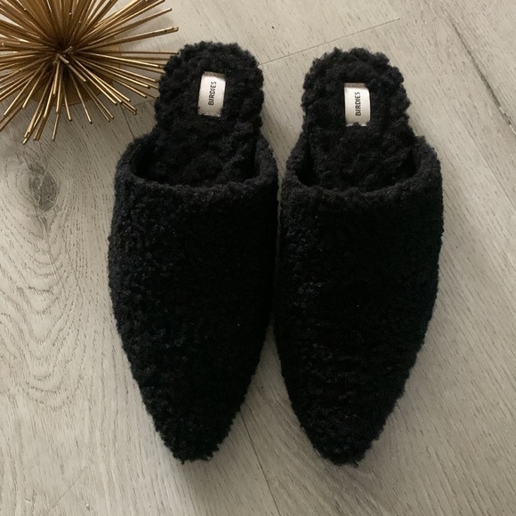 Birdies The‎ Lark Black Faux Shearling Slop-on Mules Size 9 slippers NWOT - Picture 5 of 12